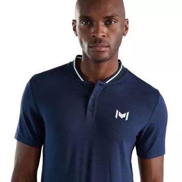 Polo Mouratoglou Mandarin Collar Bleu marine