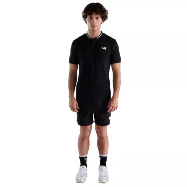 Mouratoglou Mandarin Collar Polo Zwart