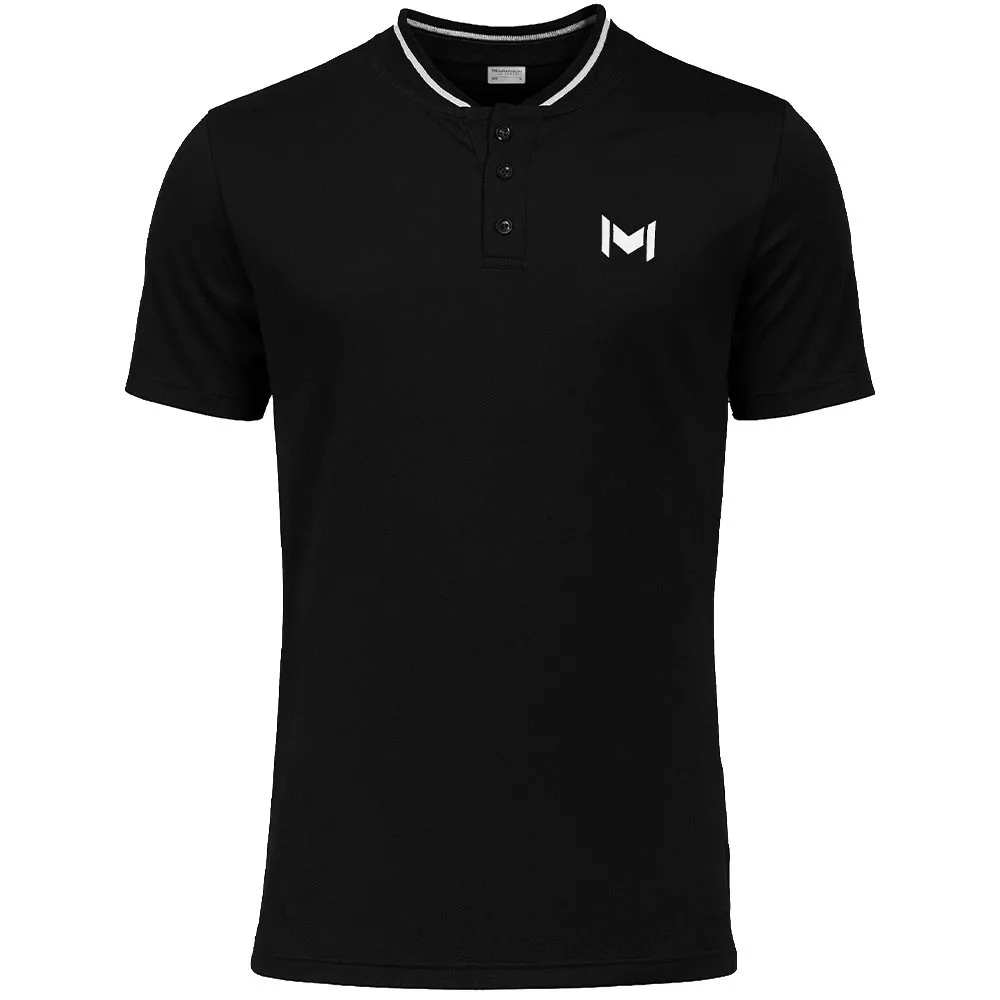 Mouratoglou Mandarin Collar Polo Zwart
