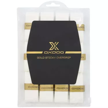 Oxdog Gold Sticky Overgrips Wit x 12 (Voordeelpack)