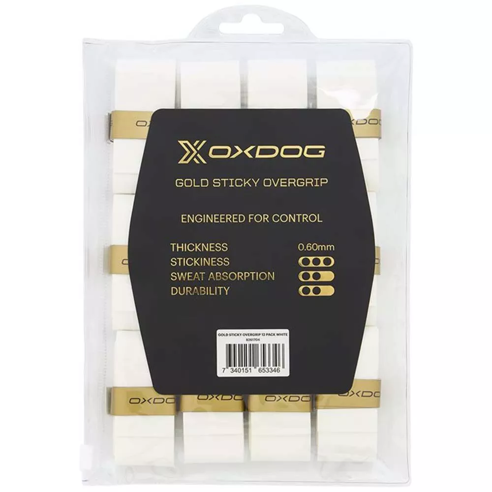 Oxdog Gold Sticky Overgrips Wit x 12 (Voordeelpack)