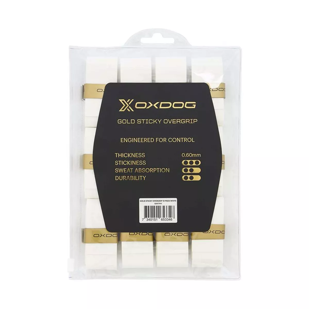 Oxdog Gold Sticky Overgrips Wit x 12 (Voordeelpack)