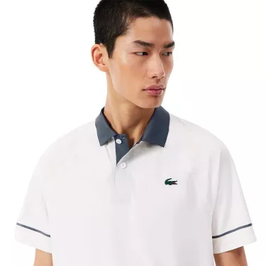 Polo Lacoste Tennis Novak Djokovic On Court Blanc / Gris