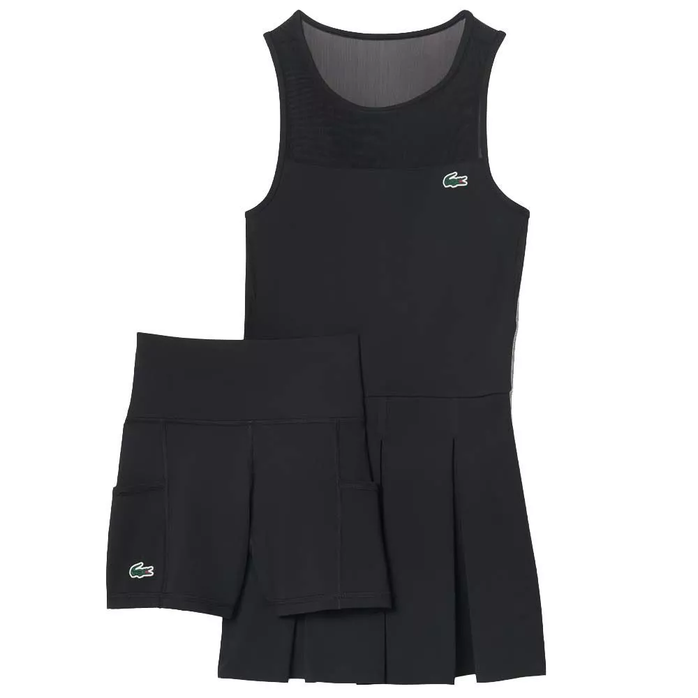 Lacoste Tennis Geplooide Jurk Zwart