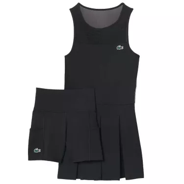 Lacoste Tennis Geplooide Jurk Zwart