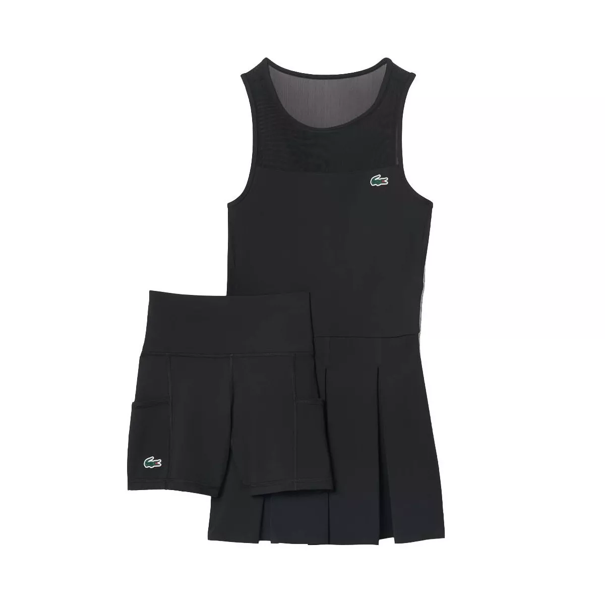 Lacoste Tennis Geplooide Jurk Zwart