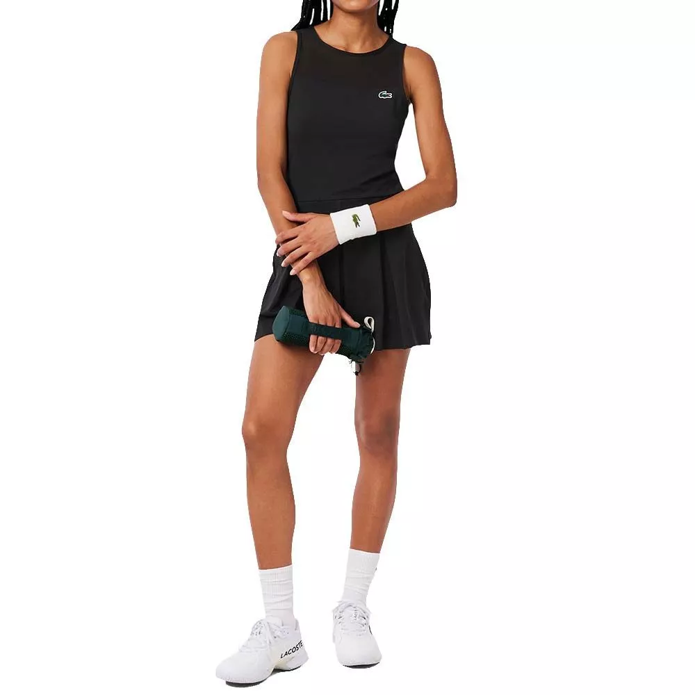 Lacoste Tennis Geplooide Jurk Zwart