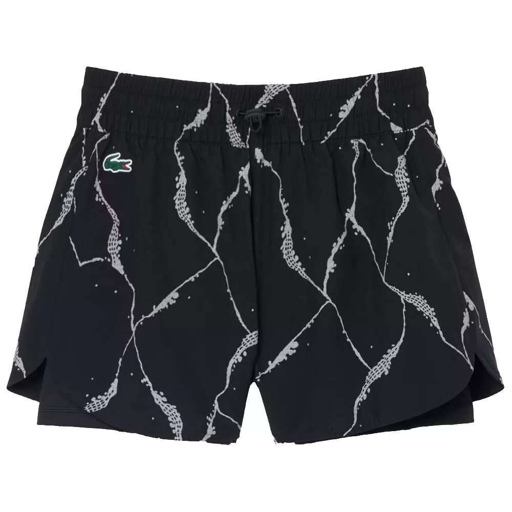 Lacoste Tennis Damesshort Reflecterende Print Zwart