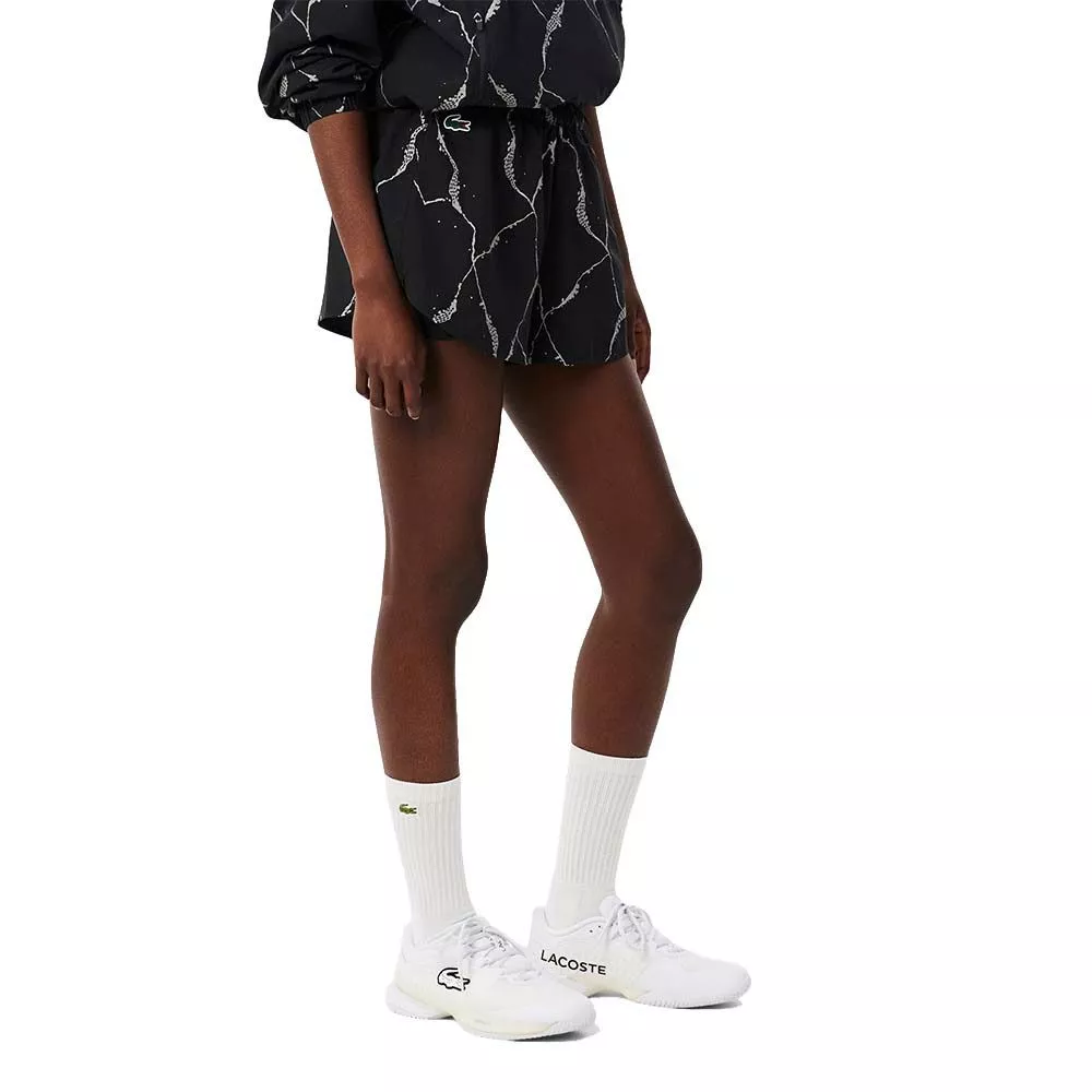 Lacoste Tennis Damesshort Reflecterende Print Zwart